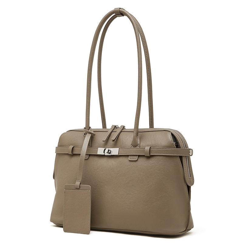

Genuine leather women s bag 2025 new niche design tote bag versatile commuting fashion large-capacity handbag shoulder bag 34*11*26 сірий колір