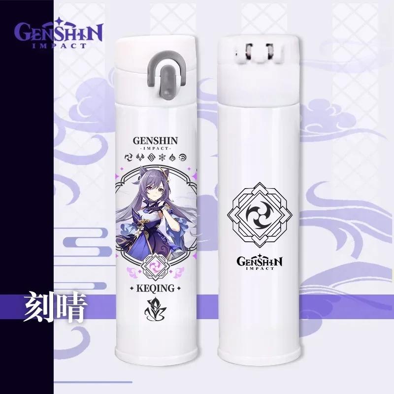 Genshin Thermos Cup Bottles Zhongli Beelzebul Genshin Impact Insulated Bottles Anime Coffee Water Cup Mug Vacuum Thermos Flask