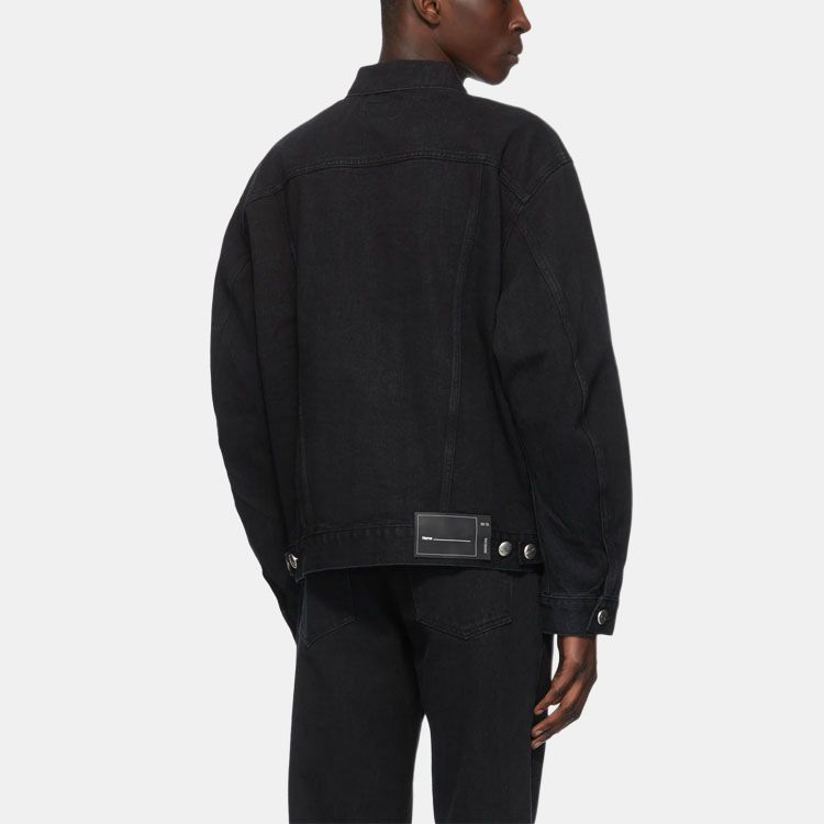 WE11DONE Classic Art Logo Wd Logo Single-Breasted Badge Denim Jacket Unisex Jacket Black WD-DJ6-20-060-U-BK