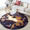 Runder Teppich mit Muster aus Calico-Katze und frischen Blumen, Teppich für Wohnzimmer, Schlafzimmer, Spielzimmer, Rutschfeste Bodenmatte, Feiertagsgeschenke und Geburtstagsgeschenke.