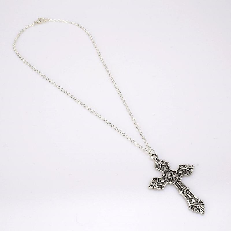 Vintage Baroque Gothic Cross Pendant Bohemian Alloy Necklace For Women