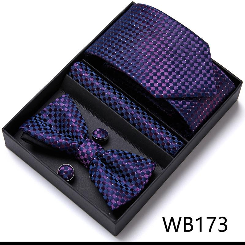 Conjunto de Corbata y Pajarita para Hombre Caja de Regalo Conjunto de 6 Piezas Corbata de Grupo Vestido de Negocios Corbata de Boda