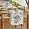 Purple Hydrangea Table Cover Vintage Tablecloth Blue Lemon Linen Table Runner  Table Decor