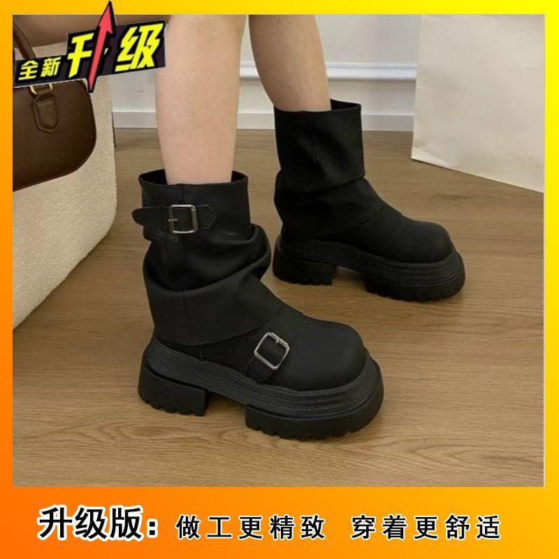 Retro style comfortable versatile small man stacked boots women's 2025 autumn and winter new fashion Martin boots women's outer wear