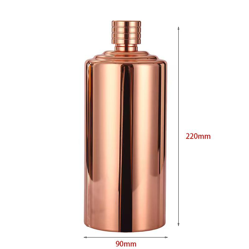 Gold Electroplated Black Hip Flask: 304 Stainless Steel, Cylindrical Baijiu Bottle, 1-2 Jin Maotai Style.
