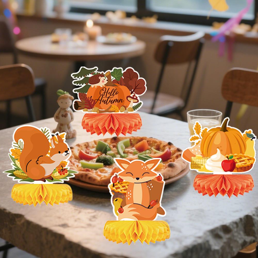 Thanksgiving Cartoon Themed Animal Pattern Paper Desktop Ornament Party Props