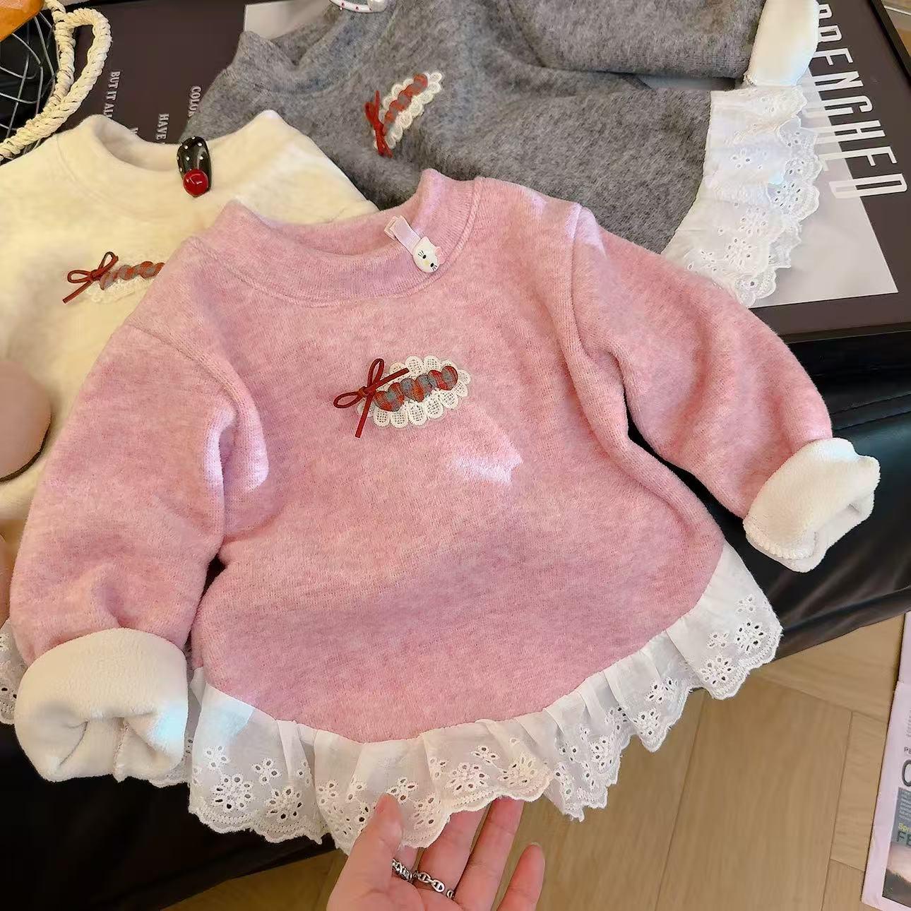

Winter Kids Bright Koala Fleece One-Piece Lace Warm Base Layer Shirt 80cm (fits 65-75cm height) рожевий