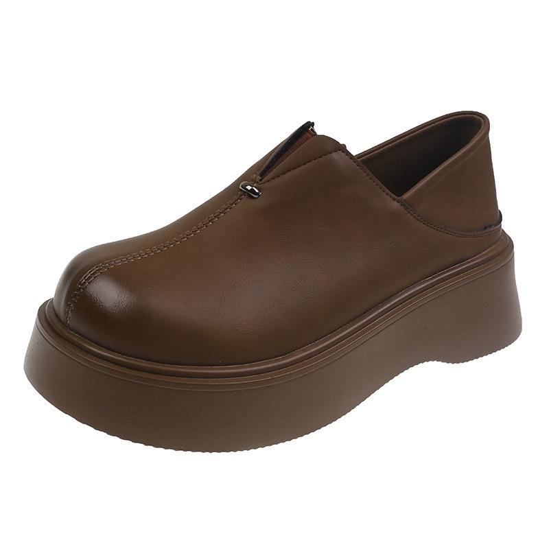 Fashion small loafers women's 2025 spring and autumn new retro two wear commuting one pedal big head small leather shoes