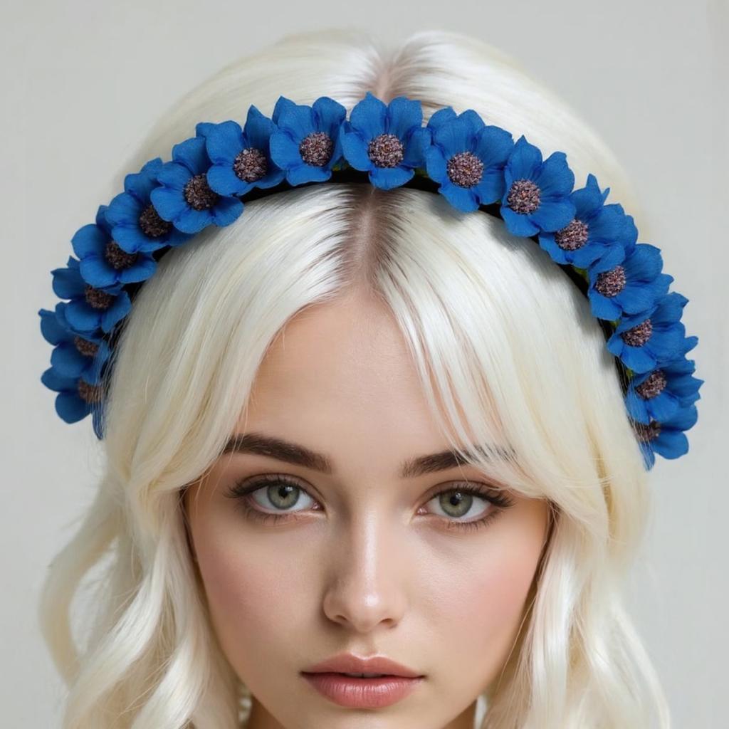 Artificial Flower Headband Halloween Hair Band Rose Flower Crown Headpiece Floral Hair Accessories for Cosplay Party