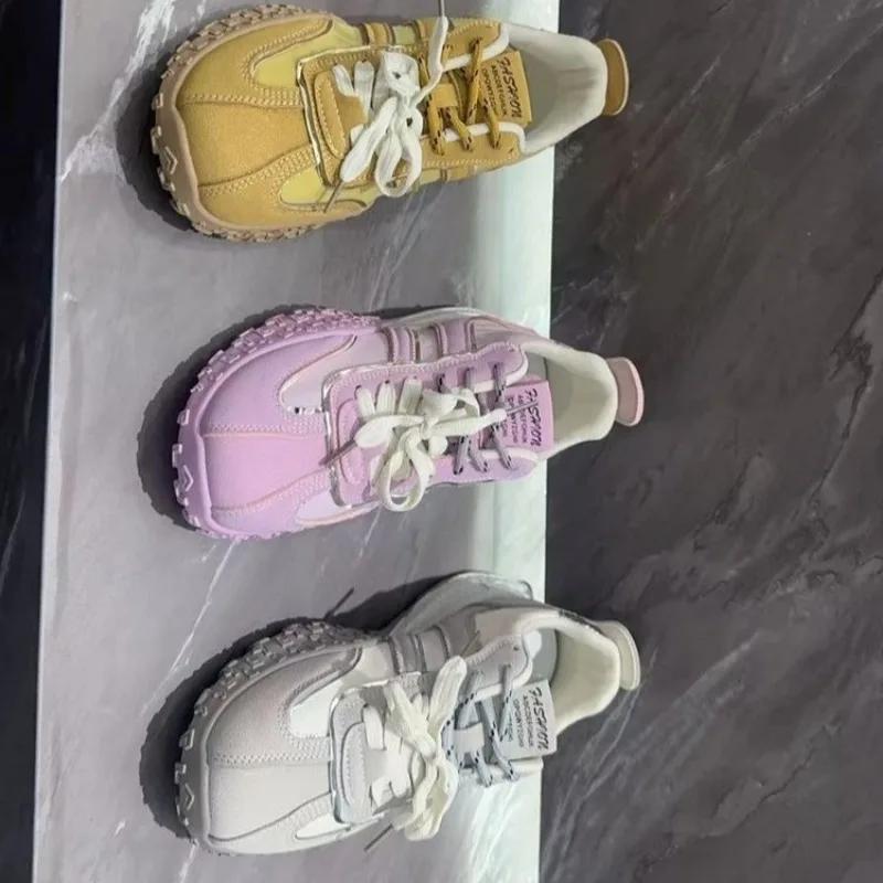 2025 New Hot Sale Women's Vulcanized Sneakers Mixed Color Lace Up Breathable Outdoor Sports Comfortable & Versatile Casual Shoes
