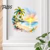 Adesivo Murale Facile da Applicare e Rimuovere Tramonto Palma Costa Marina, Adesivo Paesaggio Spiaggia Estiva Acquerello, Adesivo Stile Boho Arte Cocco Tropicale