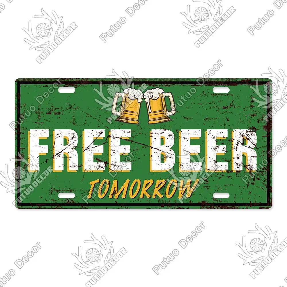 Putuo Decor Bier Metallschild Blechschild Plakette Metall Vintage Nummernschild Dekoration für Bar Pub Man Cave Wohnzimmer Wanddeko