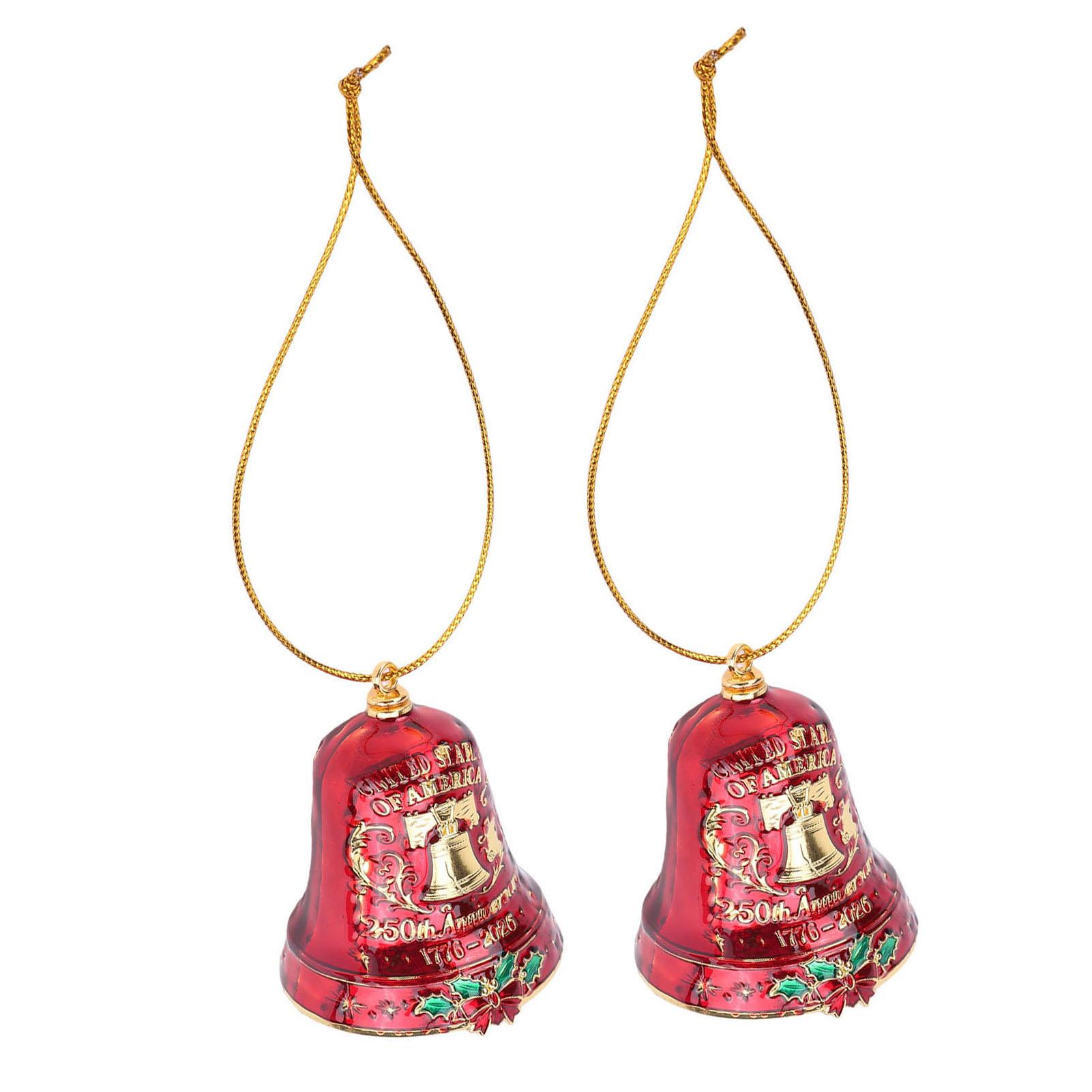 

2pcs 250th Anniversary Ornament Red Gold 3D Metal Anniversary Hanging Decor for Xmas Tree Decor
