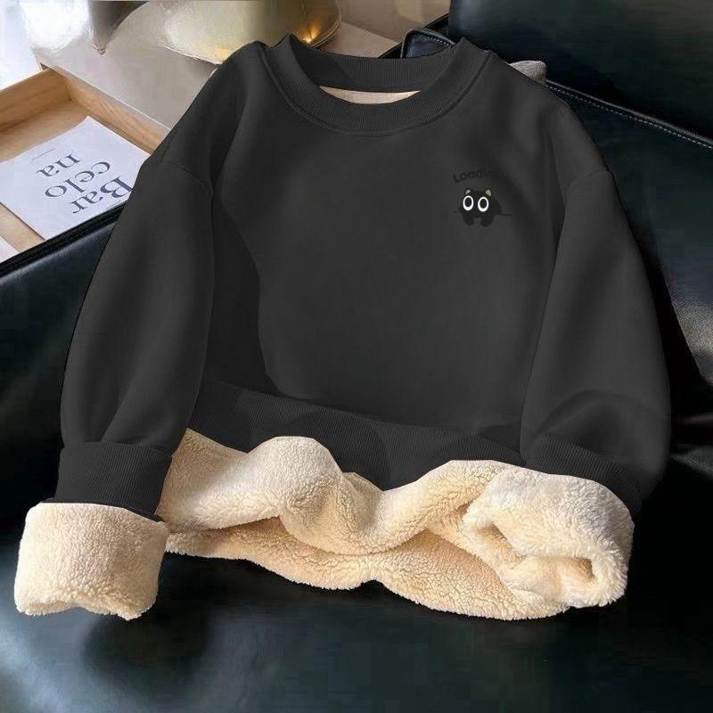 Unisex Oversized Winter Fleece-Lined Hoodie Thick Warm Sweatshirt Men Women Daily Casual Wear