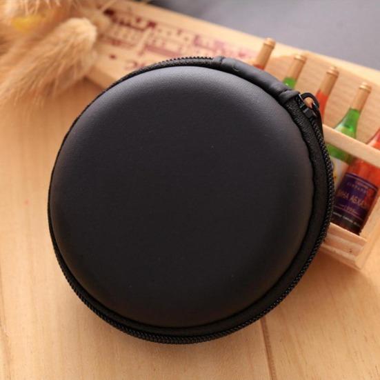 Mini Portable Round Earphone Cable USB Data Cord Storage Bag Zipper Pouch Case