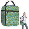 Cartoon Cute Frog Pattern On Lotus Leaves Insulated Lunch Bag for Women Kids Portable Food Boxes Thermal Lunch Box Tote