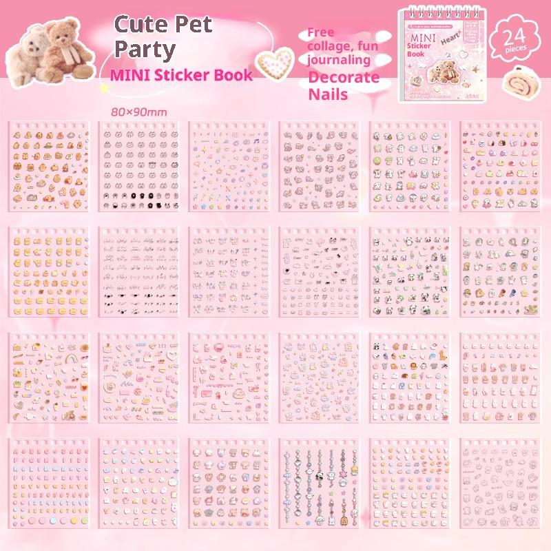 

New 24Pcs/pack DIY Scrapbook Supplies Kawaii Journaling Collage Sticker Book High Beauty Cute Diary Decoration Decals Crafts