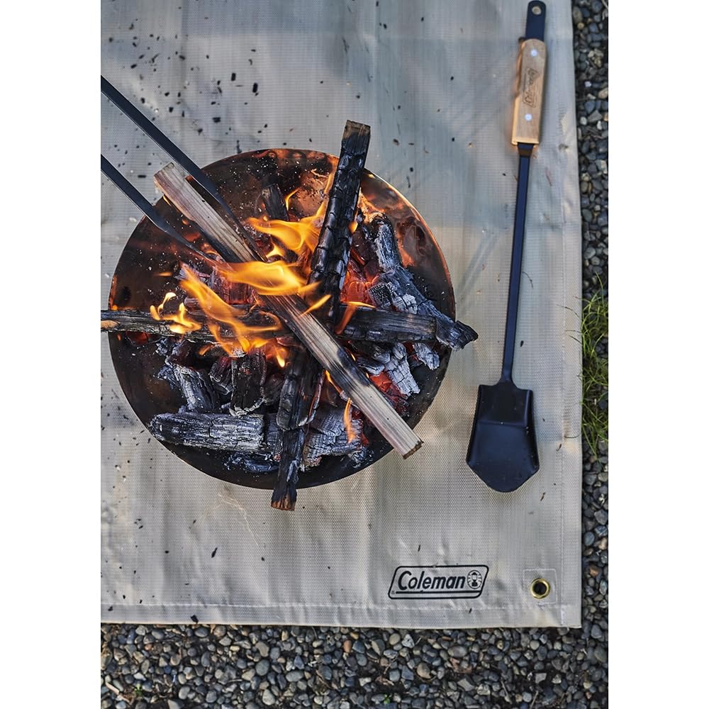 Coleman Fireplace Sheet, Approx. 80 x 80 cm, for Outdoor Camping, BBQs, and Outdoor Fires, Flame-Retardant, Heat-Resistant, with Pegs