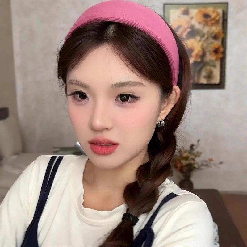 Vertical Thread Sponge Wide Headband Spring Summer High Cranial Top Slim Face Sweet Versatile Women Hair Hoop