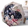 Floral Celestial Unicorn Art Outdoor Automatic Umbrella Retractable Design with 8-Rib Durability Lightweight Perfect Gift for Friends Family