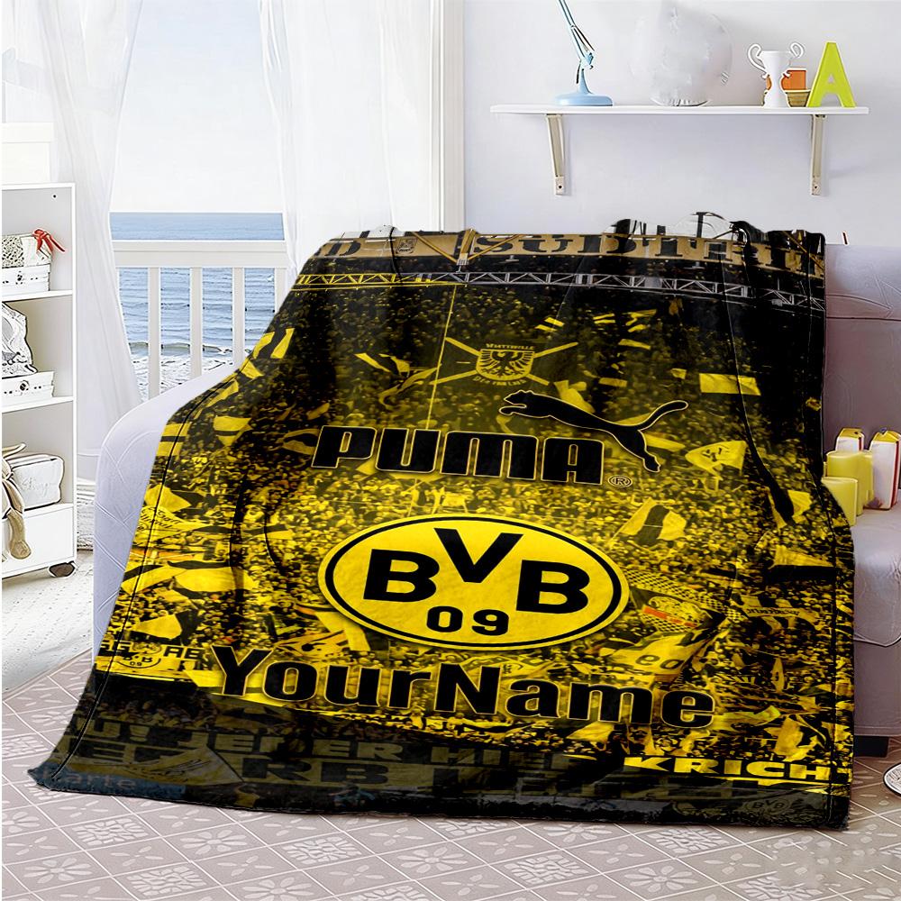 Borussia Dortmund Personalized Text Blanket Multi-purpose Customizable Blanket Comfortable Throw For Livingroom Couch Office Living Room