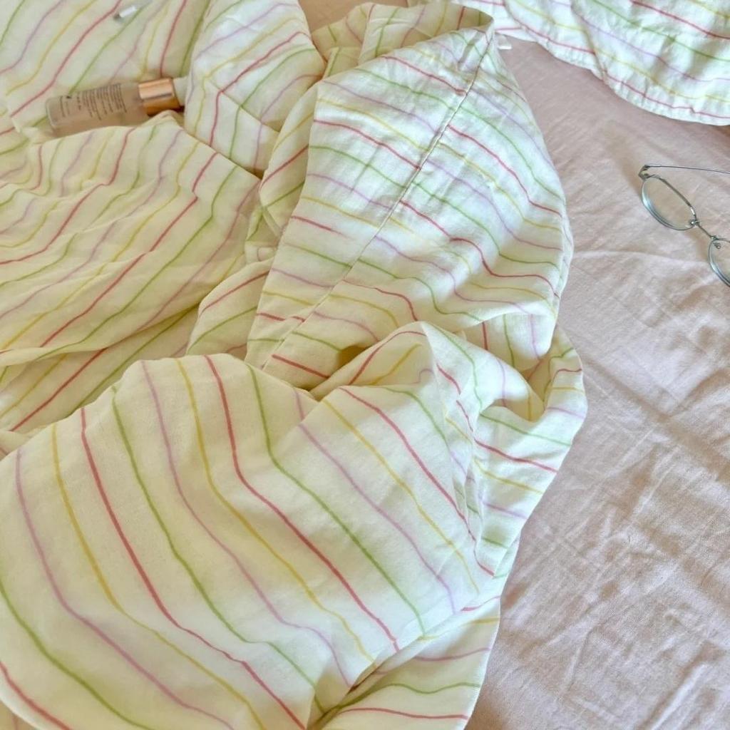 Live Broadcast Explosion Class A Maternal And Infant Grade Cotton Pure Cotton Double-Layer Yarn 4-Pcs Set Student Children'S Dormitory 3Pc Quilt Cover