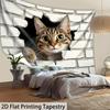 1Pc Cute Cat Breaking Through Wall Tapestry Wall Hanging, Decorative Fabric Poster for Bedroom, Living Room, Dorm & Home Decor