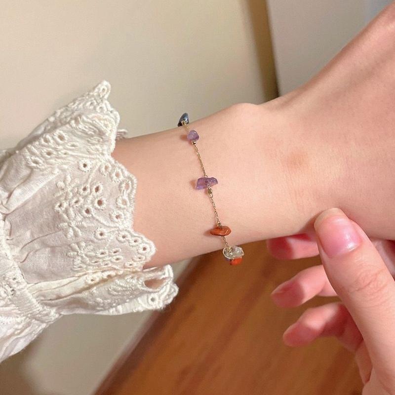 

Вибрирующее геометрическое ожерелье или браслет из неправильных камней для женщин, модное украшение для отпуска, универсальная цепочка