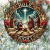Tin Sign Christmas Nativity Wreath 8x8 Inch Metal Wall Decor Mary Joseph Jesus Holiday Home Bar Cafe Decoration