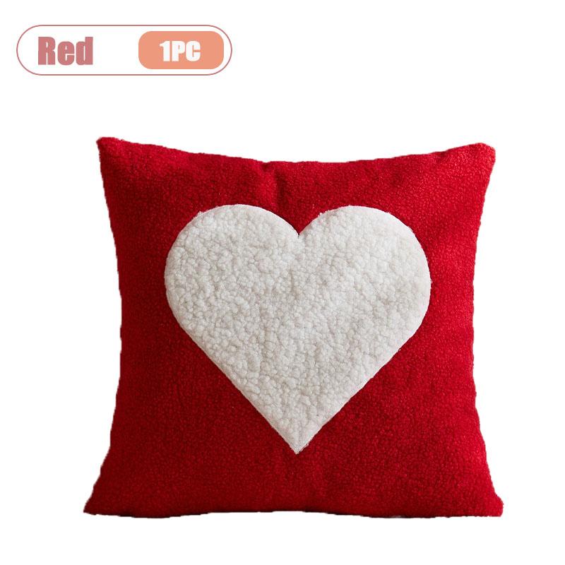 

1-4PCS Heart Embroidery Pillow Cover Valentine‘s Day Love Pillowcase Cushion Case Round Floral Decor for Sofa Bed Wedding Gift