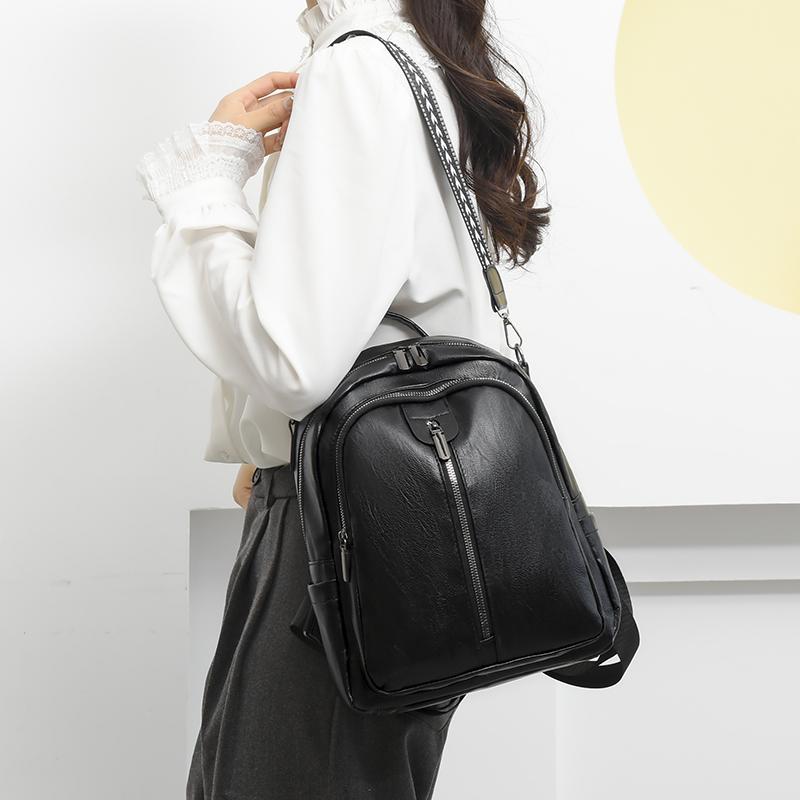 Leather Backpack Women's Zipper Bag Small Backpack