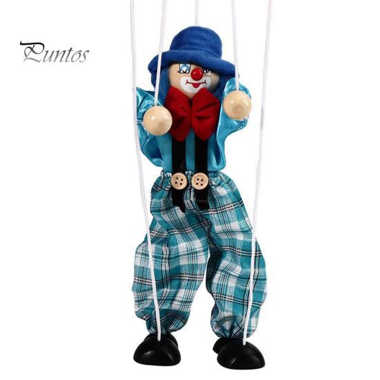 Boys Hand Puppetry Marionette Clown Puppet Toy Pull Rope Wooden Doll Interactive Girls Kids Pirate Birthday Christmas Gifts
