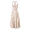 Summer New French Neck Collar Sexy Backless Medium And Long Dress Sweet Print Suspender Skirt