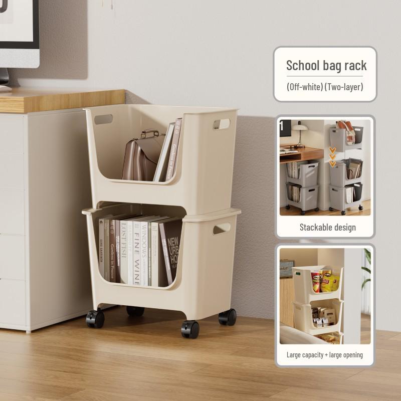 Stackable Multi-Layer Storage Shelves: Under Table Organizer with Wheels for Snacks, Drinks, Toys, and More