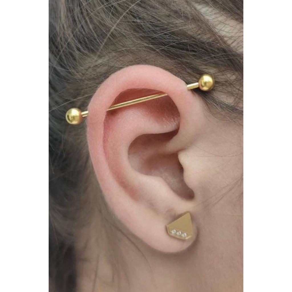 Unisex Silver Color Surgical Steel Industrial Bridge Piercing