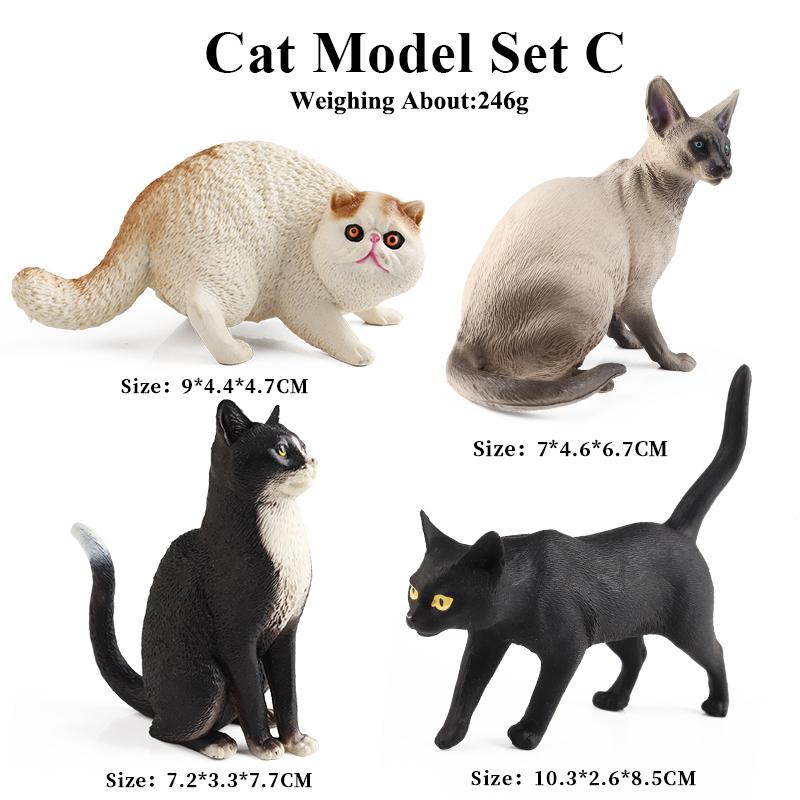 Oenux 4pcs Dog Animals Model Set Action Figure Rottweiler Shiba Inu Persian Cat Siamese Figurines Cute Education Toy Kids Gift