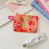 Creative Mini Lipstick Key Cosmetic Bag Zipper Flower Pattern Coin Purse Data Cable Storage Pouch for Women Girls