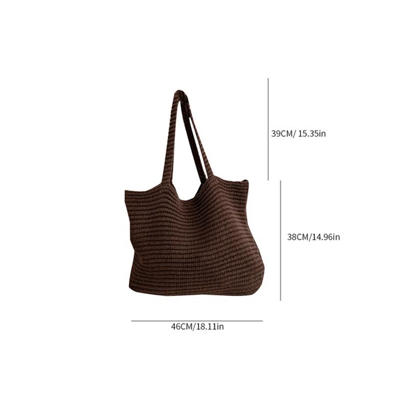 Retro Knitted Handbag for Women Autumn Winter New Design Solid Color Knitted Bag Large Capacity Travel Shoulder Bag CLE