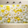 Lebendiger Gänseblümchen- und Ballon-Hintergrund, Florale Szene, Fotografie-Hintergrundtuch