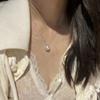 Nickel Silver-Plated Gold Round Pearl Pendant Necklace for Women, Elegant Clavicle Chain, Luxurious and Simple Design