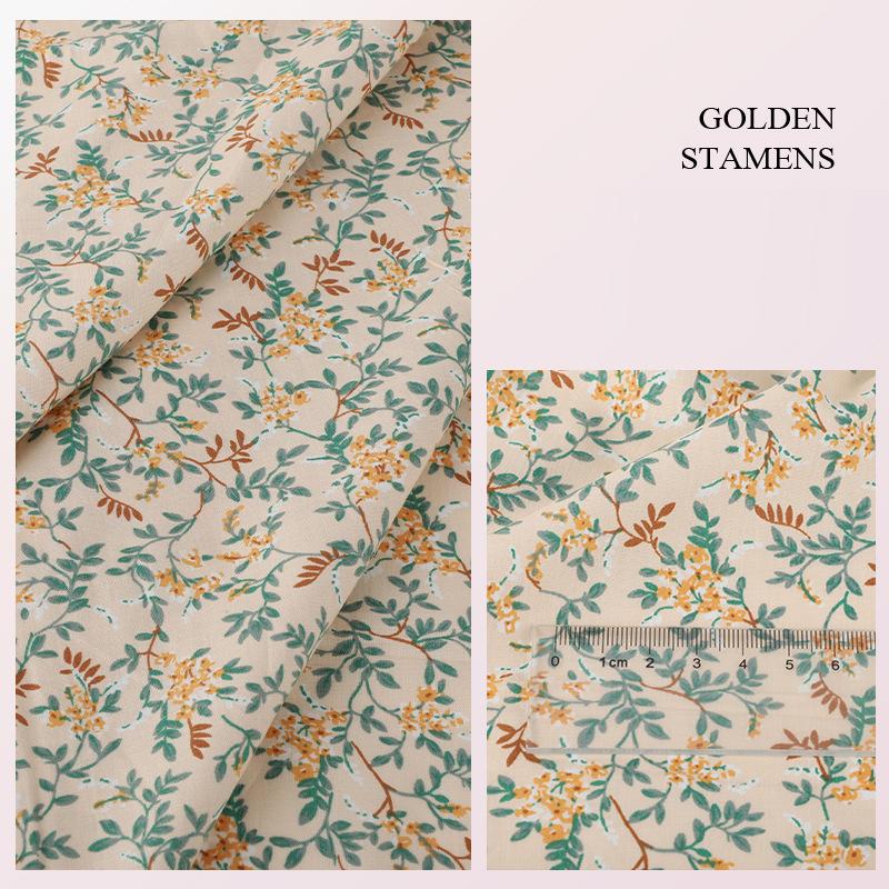100*145cm High-density Cotton Poplin Plant Flower Printed Fabric For Diy Sewing Dolls Kid Dress Apparel Quilted Bedding Textiles