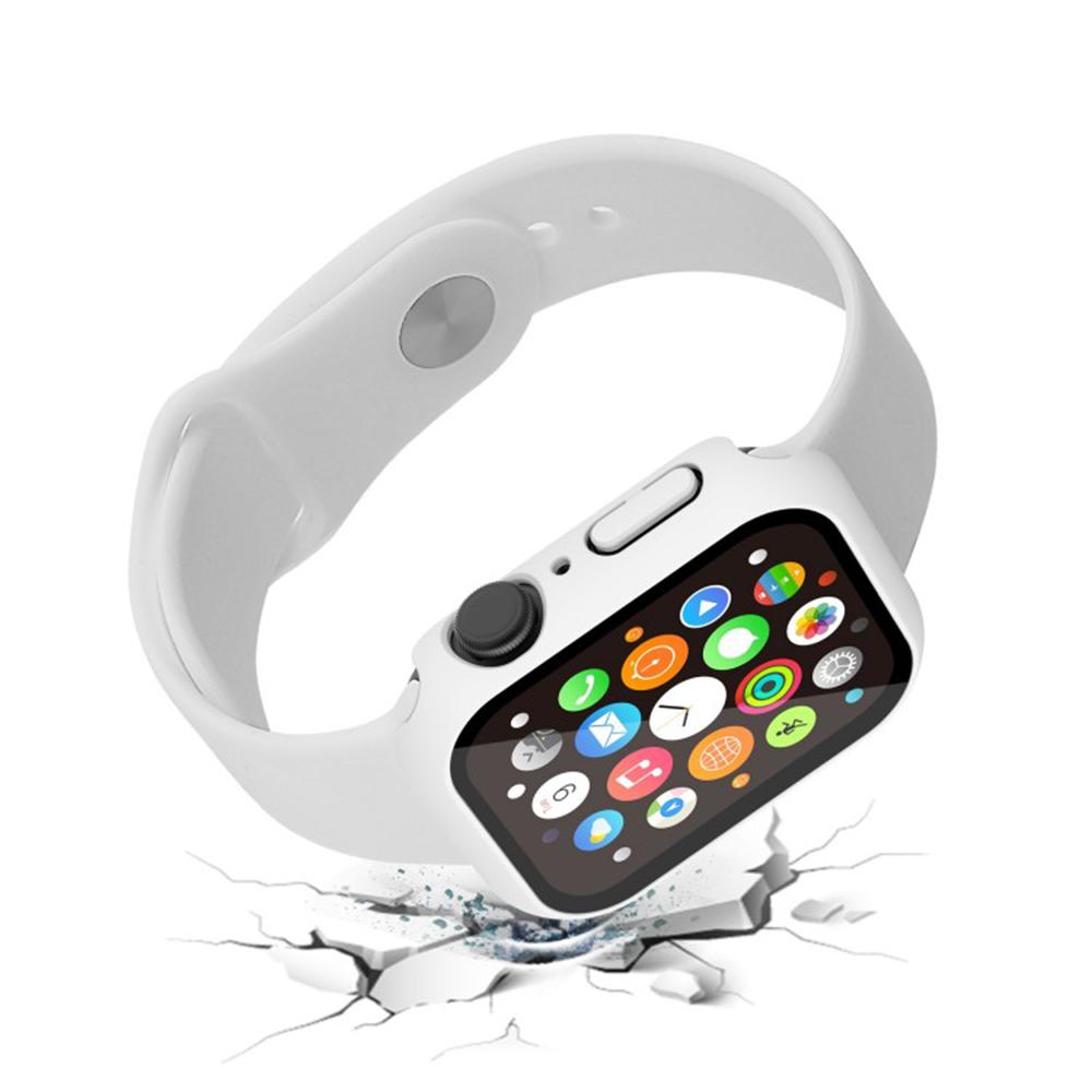 WANLONFENG For Apple Watch Series 9    8    7 45mm 2-in-1 Hard PC Frame Waterproof Case with Tempered Glass