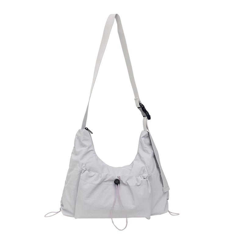 Pleated Drawstring Lightweight Shoulder Bag Women's Vintage Dumpling Bag Large Capacity Commuter Crossbody Bag