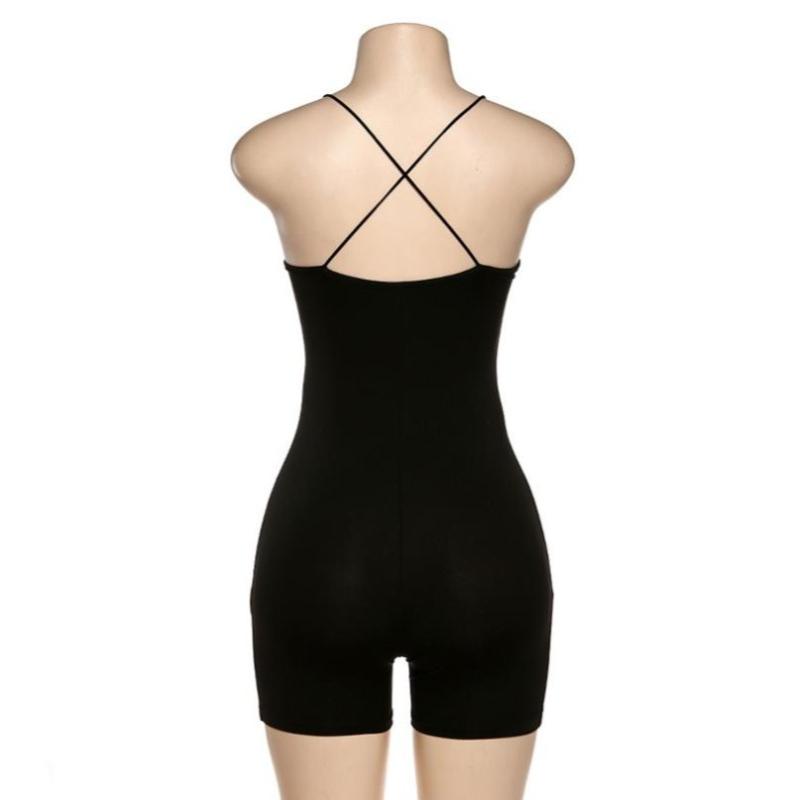 Fashion Street Slim Fit Elegant Sexy Rompers Women Sleeveless Summer Backless Casual Jumpsuits Women Solid Simple Base Ladies Bodysuits New 26181