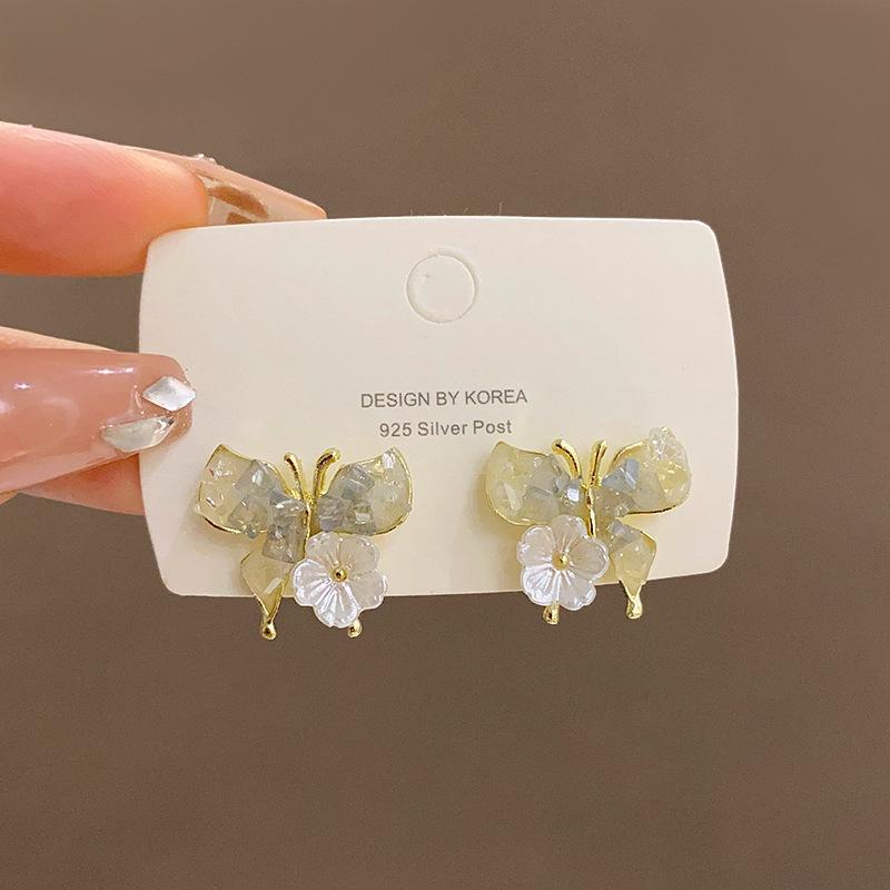 Summer Super Fairy Crystal Butterfly Earrings Female ins Wind Fairy Stud Earrings Korean Ears