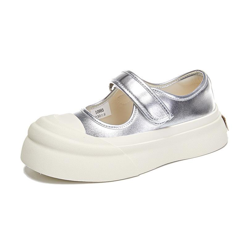 Leather Mary Jane shoes 2025 spring and summer new Velcro women's shoes big head fashion single shoes casual versatile shoes children