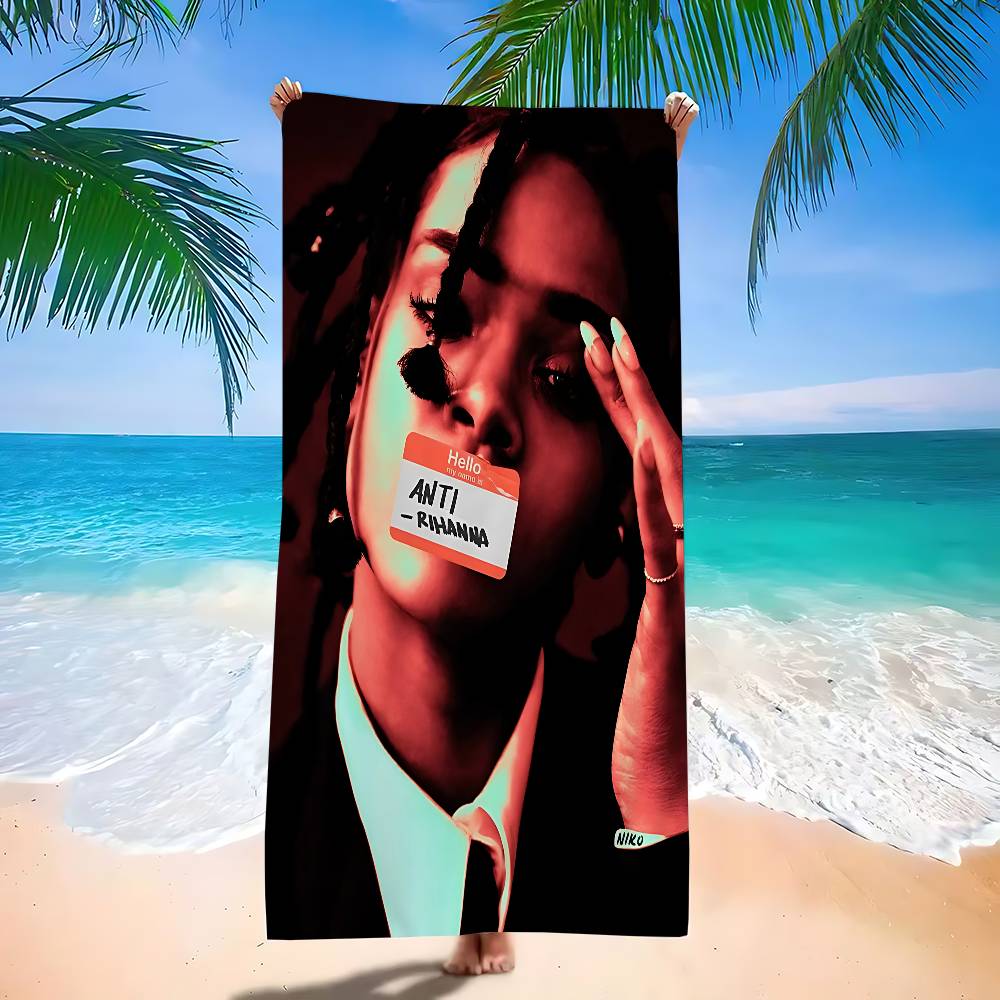 Hot Singer R-RIHANNAS Microfiber Printed Beach Towel Mountain Climbing Yoga Beach Swimming Running Absorbent Soft Towel