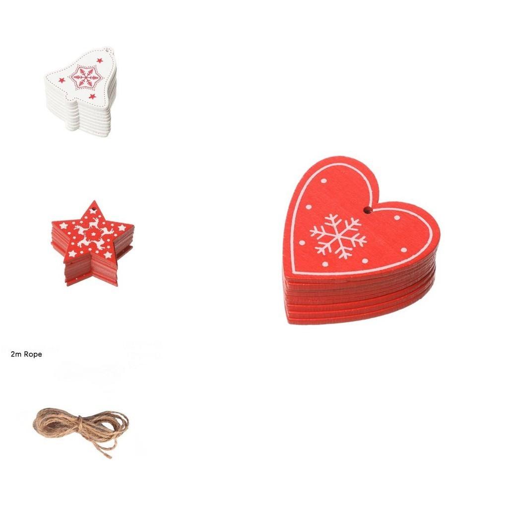 Delightful 10pcs Hanging Wooden Christmas Tree Pendants For Holiday Decorating