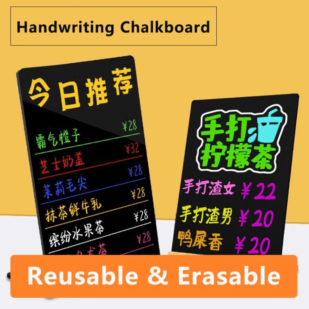 No Residue Acrylic Chalkboard Reusable Erasable Tabletop Sign A3/A4/A5/A6 Freestanding Handwritten Price List Sign School Office