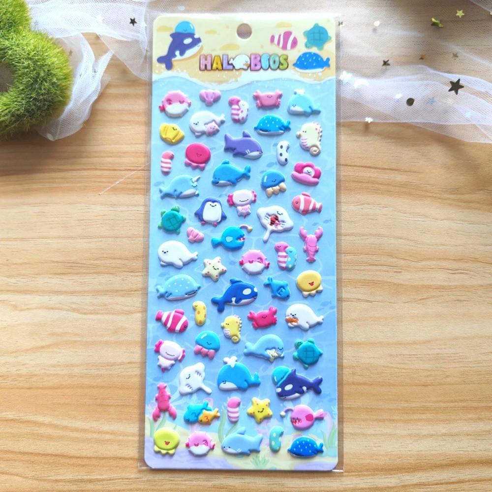 4-Piece 3D Stereo Bubble Stickers Cartoon Animal Stickers for Kindergarten Rewards DIY Decor BulingBulingStickers Store